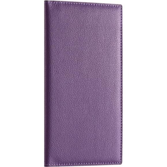 Premium Leather Checkbook Cover Purple - Picture 1 of 7